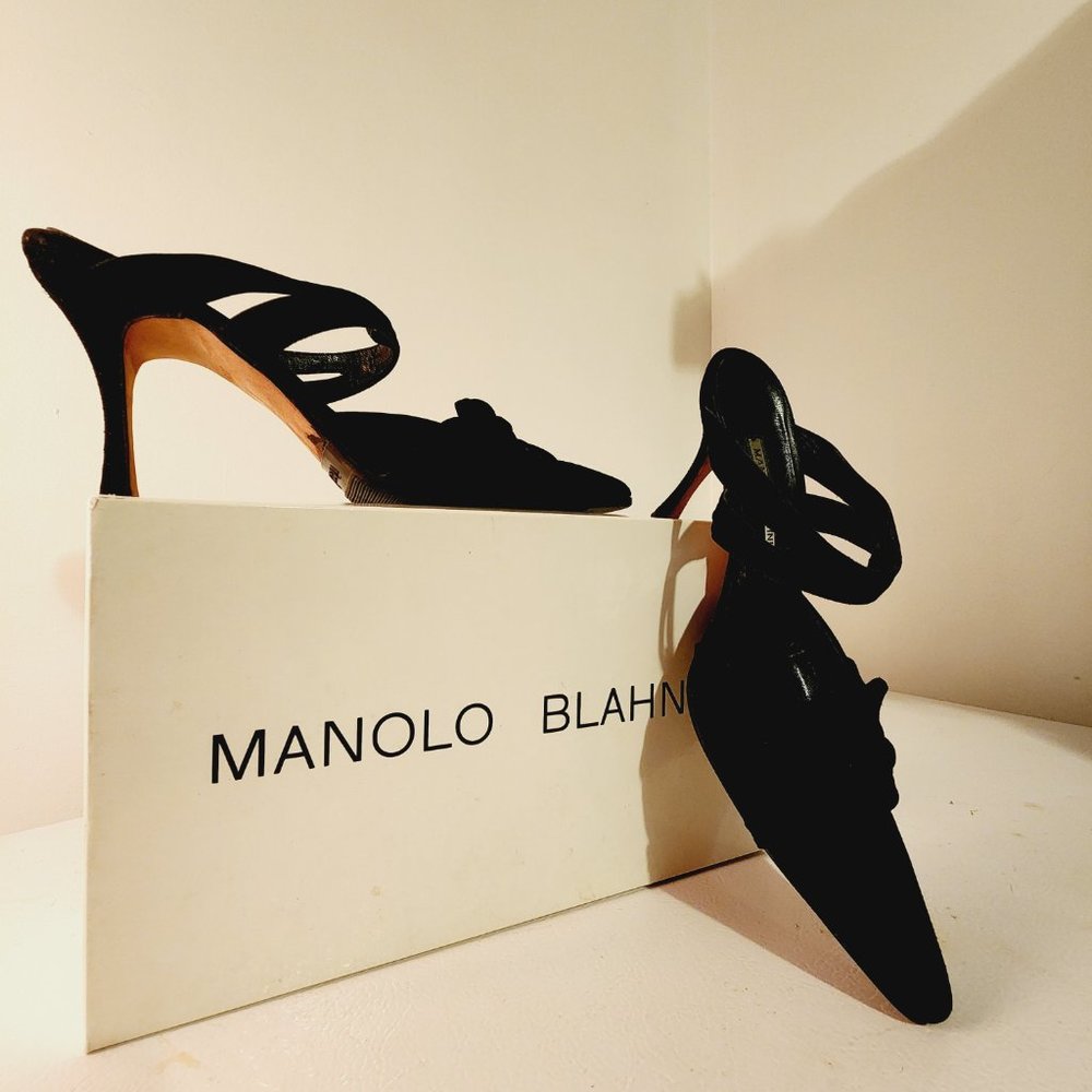 Manolo Blahnik Black Suede Mules 9.5/ 39.5 EUR